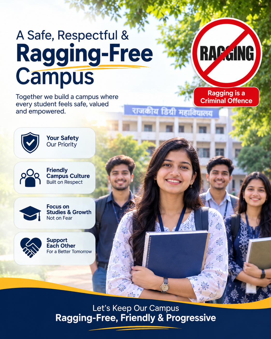 Students in a safe and supportive college environment